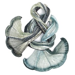 Plicatwill pleated full lenght scarf two tone in silk twill made by sophie guyot silks in Lyon France