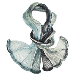 Écharpe longue plissée plicatwill bicolore en twill de soie fabriquée par sophie guyot atelier d'art et soieries à Lyon France