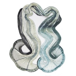Écharpe longue plissée plicatwill bicolore en twill de soie fabriquée par sophie guyot atelier d'art et soieries à Lyon France