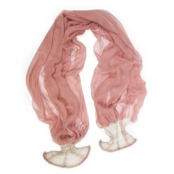 Scarf coplicot, two tones in silk chiffon white and one colour, pleated and dyed by sophie guyot soieries in Lyon, France
