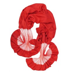 Maxi stole plissenpli pleated silk twill dyed and made by sophie guyot silks design in Lyon France