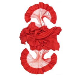 Maxi stole plissenpli pleated silk twill dyed and made by sophie guyot silks design in Lyon France