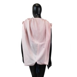 Draped silk crepe blouse with pleated trim and ruffled waistband