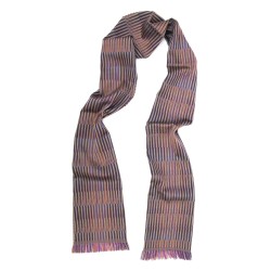 Narrow jacquard woven scarf wool silk kinetic collection made in Lyon France sophie guyot silk design