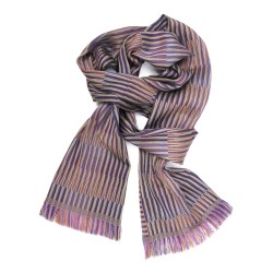 Narrow jacquard woven scarf wool silk kinetic collection made in Lyon France sophie guyot silk design