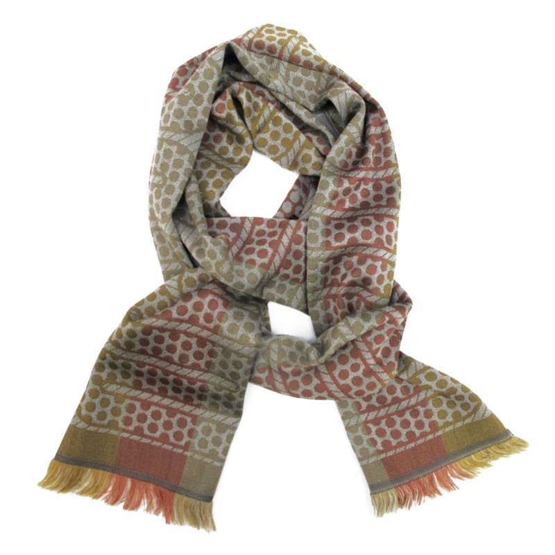 Woven jacquard scarf pop circuit collectiion silk & wool mini size made in Lyon France by sophie guyot silks