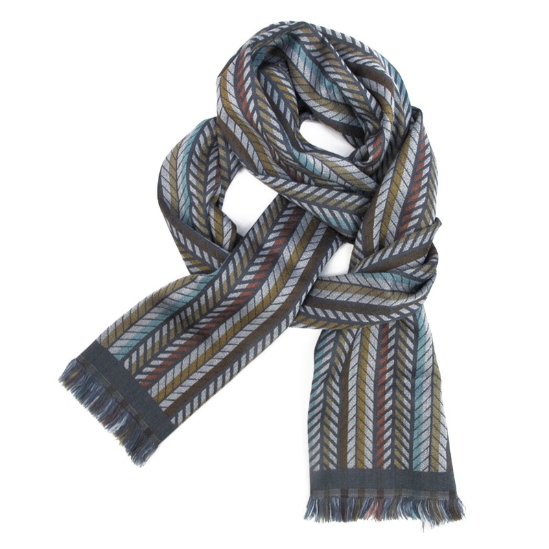 Woven scarf pop circuit silk & wool mini size made in Lyon France by sophie guyot silks