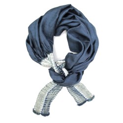 Short pleated scarf in silk twill made in lyon france design by sophie guyot