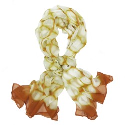 Long and light silk chiffon scarf dyed itajime shibori pattern made in lyon france
