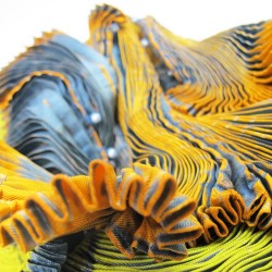 Twin set cape & longue écharpe sergé de soie plissé multicolore