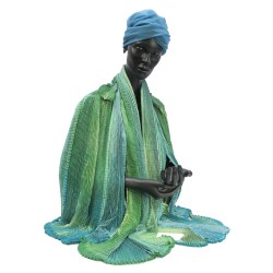 Twin set cape & long scarf in multicolor pleated silk twill