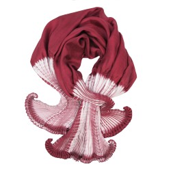Coulipli two-tone short scarf in silk twill pleated and dyed by sophie guyot silks in Lyon France