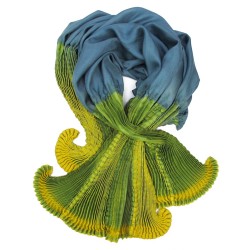 Coulipli multicolored scarf pleated shibori silk twill by sophie guyot in Lyon France