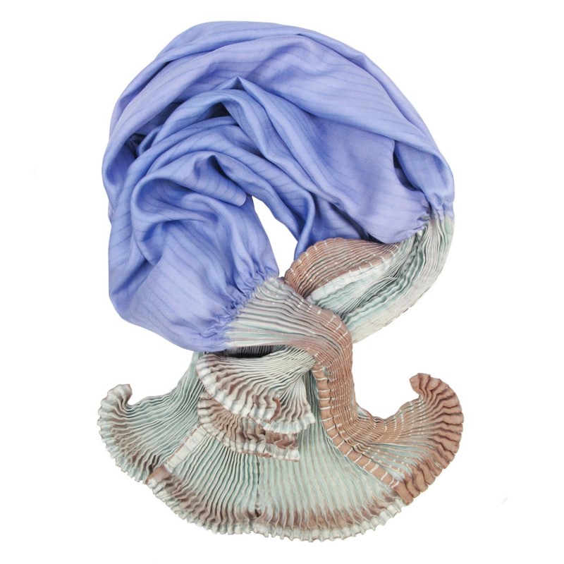 Scarf Coulipli pleated silk twill craftly made in lyon  by sophie guyot silk design