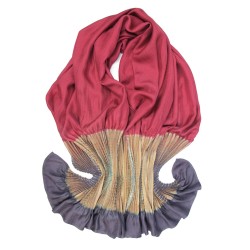 Étole plissenpli maxi multicolore en twill de soie plissé et teint, fabriqué à lyon france sophie guyot soieries