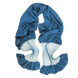 Scarf plissenpli midi, two tones in silk twill, pleated and dyed by sophie guyot soieries in Lyon, France