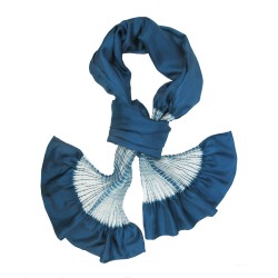 Scarf plissenpli midi, two tones in silk twill, pleated and dyed by sophie guyot soieries in Lyon, France