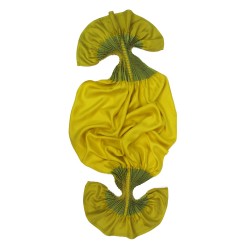 Foulard court plissé minipli multicolore en twill de soie quadrillé, fabriqué par sophie guyot soieries à Lyon en France