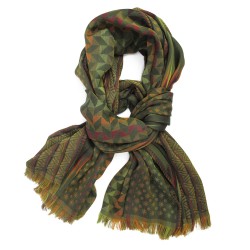 Scarf Maxi Cotton Silk Khaki Multico Planetarium