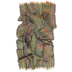 Maxi woven scarf, silk and cotton, made in Lyon France by sophie guyot fashion silk design