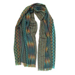 Maxi woven scarf silk cotton made in Lyon France by sophie guyot accessory fashion silk design planetarium collection