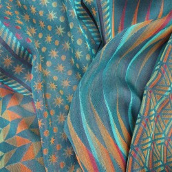 Maxi woven scarf silk cotton made in Lyon France by sophie guyot accessory fashion silk design planetarium collection