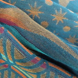 Maxi woven scarf silk cotton made in Lyon France by sophie guyot accessory fashion silk design planetarium collection