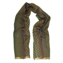 Woven Scarf Midi Cotton Silk khaki multico comet star planetarium sophie guyot silk fashion accessory textile design lyon france