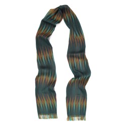 Narrow woven scarf silk cotton made in Lyon France by sophie guyot silks design planetarium moon collection foret multicolore