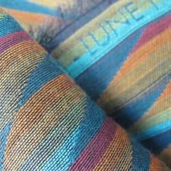 Narrow woven scarf silk cotton made in Lyon France by sophie guyot silks design planetarium moon collection foret multicolore