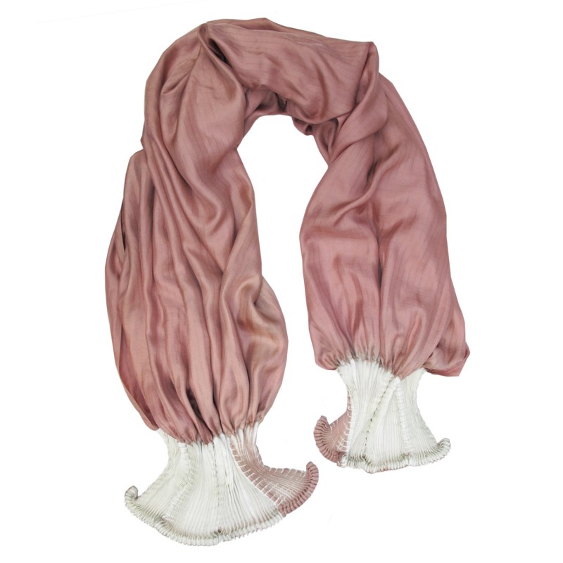 Scarf bouplibou maxi silk twill pleated shibori dyed sophie guyot ilks design Lyon France