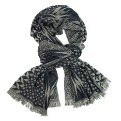 Maxi woven scarf, silk and cotton, made in Lyon France by sophie guyot fashion silk design planetarium