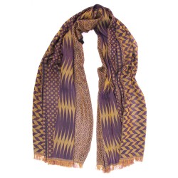 Maxi woven scarf, silk and cotton, made in Lyon France by sophie guyot fashion silk design planetarium