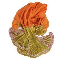 Scarf Coulipli pleated silk twill craftly made in lyon  by sophie guyot silk design