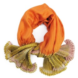 Scarf Coulipli pleated silk twill craftly made in lyon  by sophie guyot silk design