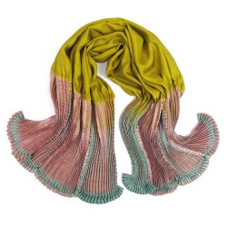 Scarf Coulipli pleated silk twill craftly made in lyon  by sophie guyot silk design