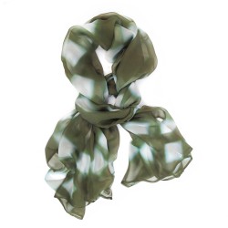 Foulard long et léger en mousseline de soie teinture artisanale motif shibori  itajime