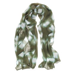 Long and light silk chiffon scarf dyed itajime shibori pattern made in lyon france