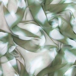 Long and light silk chiffon scarf dyed itajime shibori pattern made in lyon france