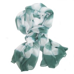 Long and light silk chiffon scarf dyed itajime shibori pattern made in lyon france