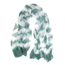 Foulard long et léger en mousseline de soie teinture artisanale motif shibori  itajime