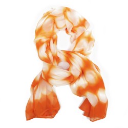 Long and light silk chiffon scarf dyed itajime shibori pattern made in lyon france