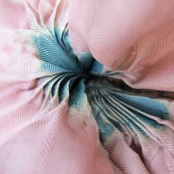 short pleated scarf minipli multicolor in silk twill, tie and dye by sophie guyot silk designer in Lyon France