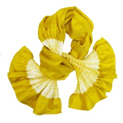 Short pleated scarf minipli two tones in silk twill, tie and dye by sophie guyot silk designer in Lyon France