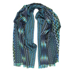 Maxi scarf kinetic silk & wool planetarium made in Lyon France by sophie guyot silk design fashion and accessory