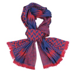 Scarf Maxi Wool Silk Navy Red Planetarium