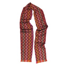 Narrow jacquard woven scarf wool silk planetarium made in Lyon France sophie guyot silk design