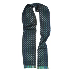 Long & Narrow jacquard woven scarf wool silk planetarium made in Lyon France sophie guyot silk design