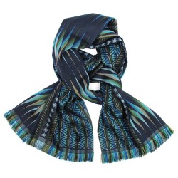 Midi woven scarf silk wool planetarium collection  made in Lyon France sophie guyot silks lyon france