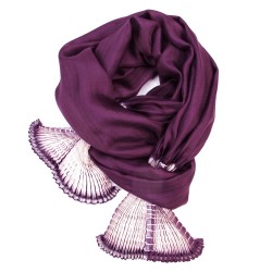 Scarf bouplibou midi, two tones in silk twill, pleated and dyed by sophie guyot soieries in Lyon, France